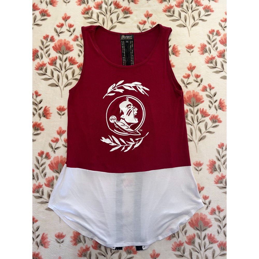 Gameday Couture FSU Florida State Seminoles Lace Back Tank Top Garnet White M